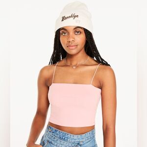 Garage baby pink cropped cami top straight neckline
